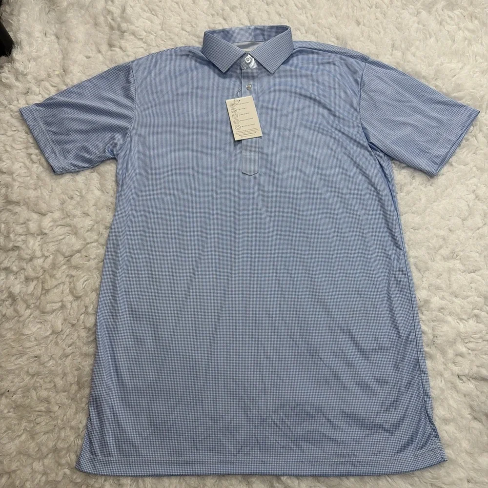 COLLARS & CO. Firm Dress Collar Polo Shirt Mens Large Tall LT Blue White AOP New